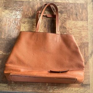 J Crew Elegant All Day Tan Leather Tote Bag